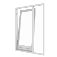 Houten draai-kiepdeur met zijlicht rechts - binnendraaiend